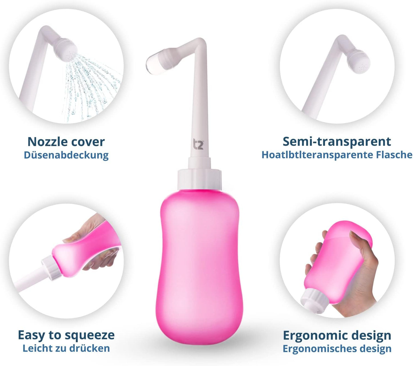 Botella Peri Bidé Portatil Para Cuidado Posparto, Alivio Del Dolor Perineal - Exprimible 360Ml Con Boquilla 60° - Bolsa De Almacenamiento Lavable Y De Maternidad Para Hospital, Regalo Futura Mama