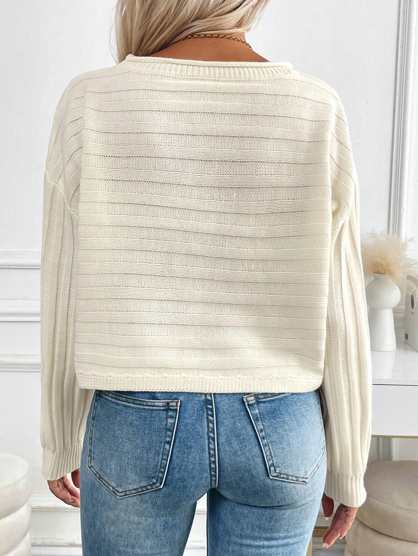 LUNE 2024 Early Autumn/Winter Women'S Off-Shoulder Solid Color Loose Casual Slouchy Sweater