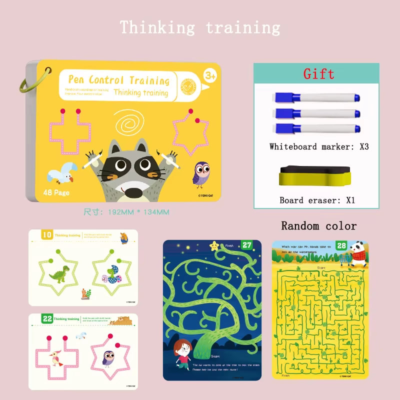 Tracing Workbook Montessori Books 48 Page Pen Control Training Early Childhood Exercise Book Reusable Calligraphy Copybook