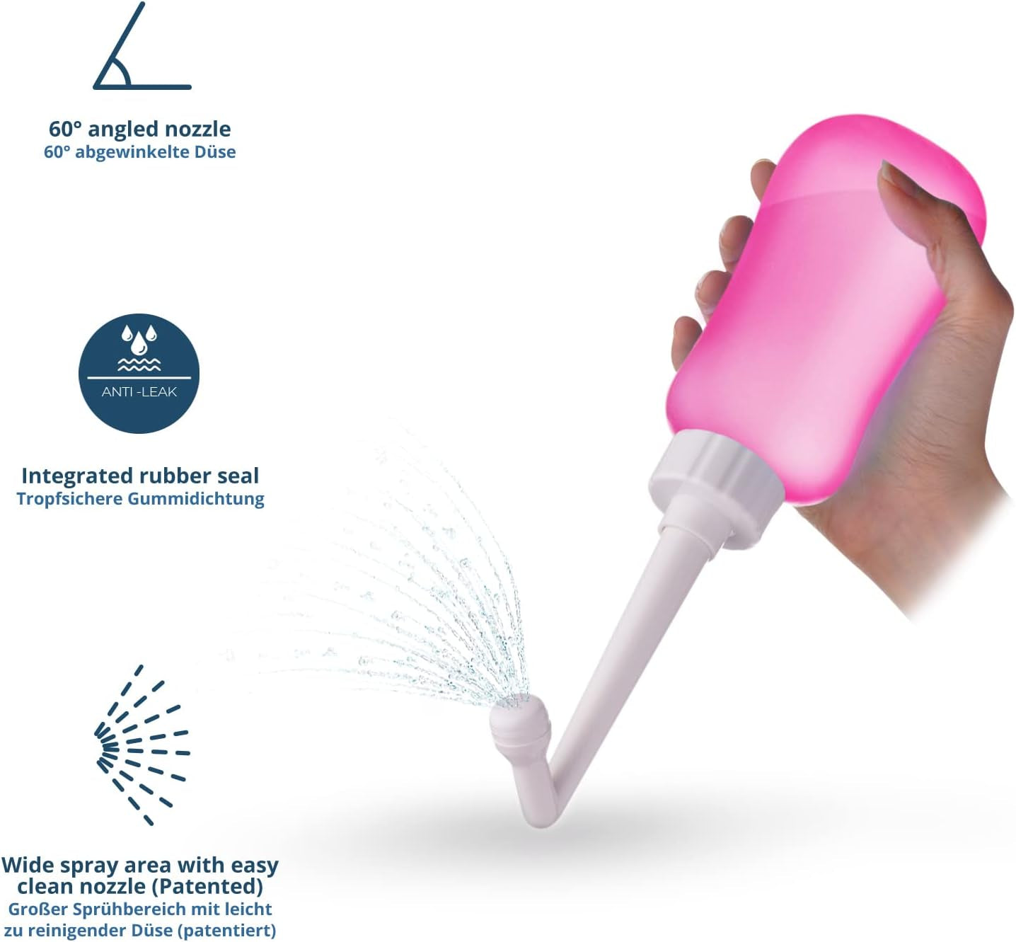 Botella Peri Bidé Portatil Para Cuidado Posparto, Alivio Del Dolor Perineal - Exprimible 360Ml Con Boquilla 60° - Bolsa De Almacenamiento Lavable Y De Maternidad Para Hospital, Regalo Futura Mama