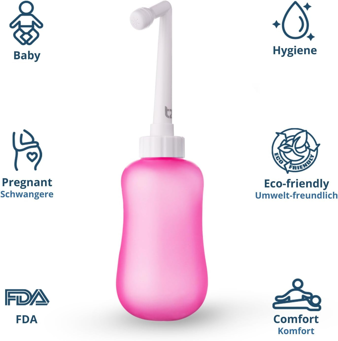 Botella Peri Bidé Portatil Para Cuidado Posparto, Alivio Del Dolor Perineal - Exprimible 360Ml Con Boquilla 60° - Bolsa De Almacenamiento Lavable Y De Maternidad Para Hospital, Regalo Futura Mama