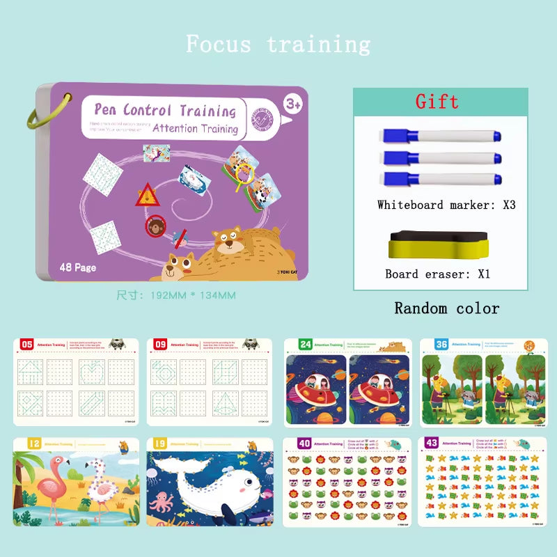 Tracing Workbook Montessori Books 48 Page Pen Control Training Early Childhood Exercise Book Reusable Calligraphy Copybook