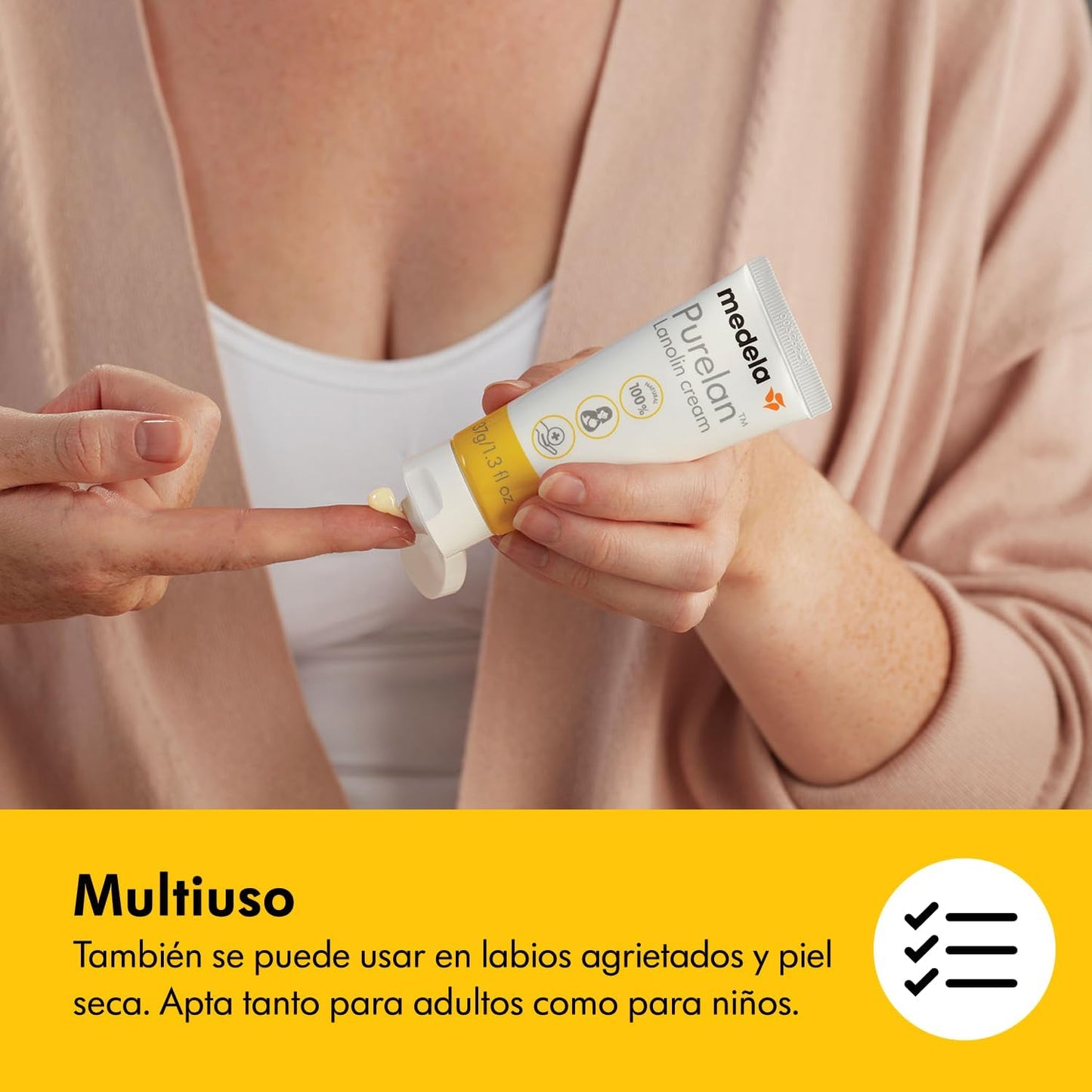 Medela Crema De Lanolina Purelan Para Pezones, Alivio Para Pezones Doloridos Y Piel Seca, a Base De Ingredientes Naturales, Hipoalergénica Y Probada Dermatológicamente, Sin Fragancia, 37 G