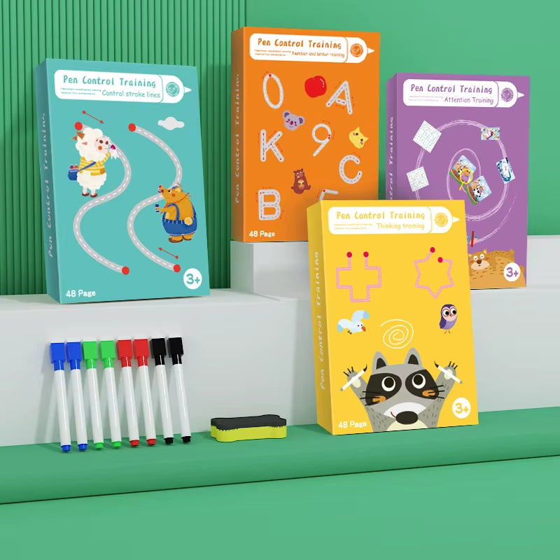 Tracing Workbook Montessori Books 48 Page Pen Control Training Early Childhood Exercise Book Reusable Calligraphy Copybook
