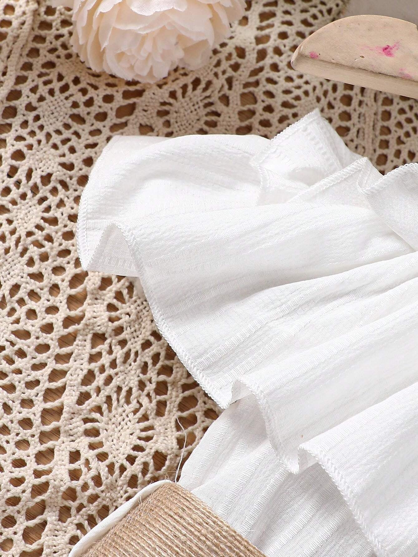 Young Girl Off-Shoulder Jumpsuit with Ruffle Trim