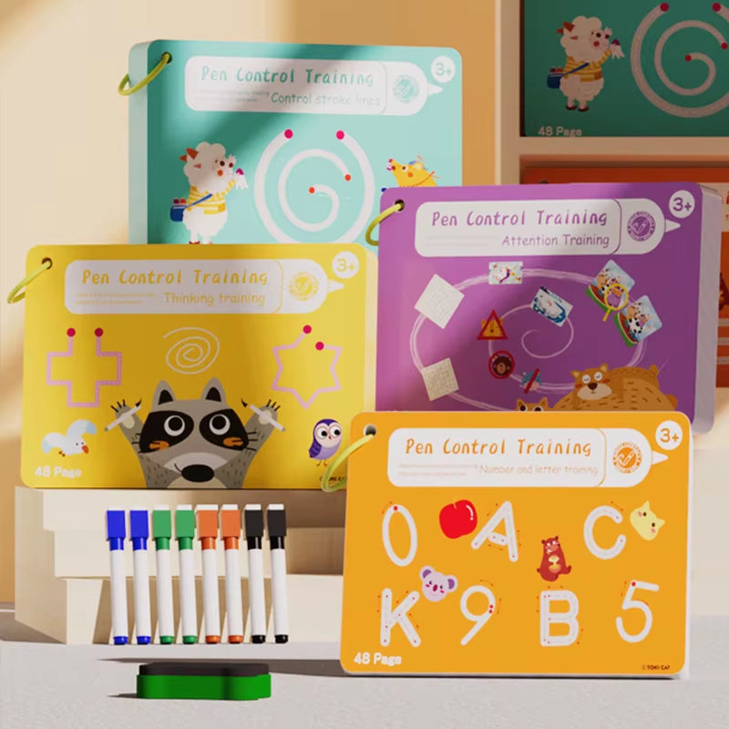 Tracing Workbook Montessori Books 48 Page Pen Control Training Early Childhood Exercise Book Reusable Calligraphy Copybook
