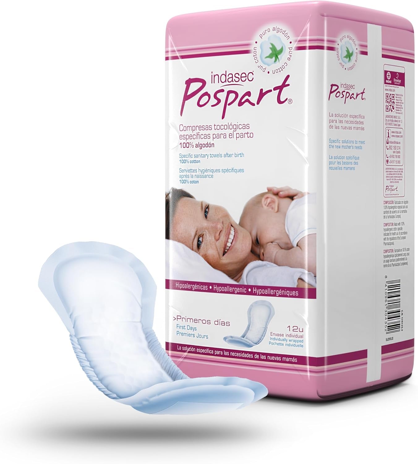 Pospart Compresas Tocológicas Algodón - 12 Unidades
