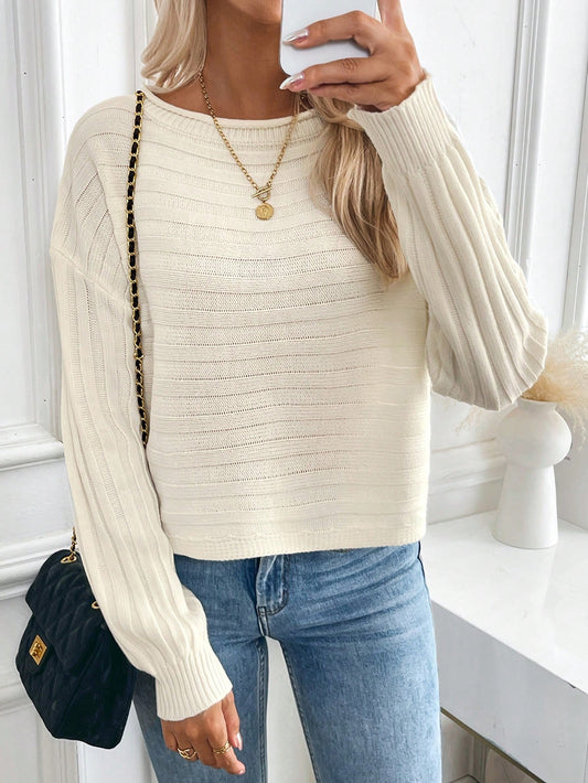 LUNE 2024 Early Autumn/Winter Women'S Off-Shoulder Solid Color Loose Casual Slouchy Sweater