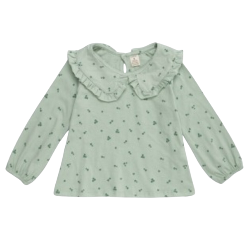 camisa verde cuello babero bebé niña