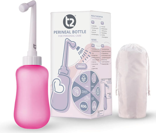 Botella Peri Bidé Portatil Para Cuidado Posparto, Alivio Del Dolor Perineal - Exprimible 360Ml Con Boquilla 60° - Bolsa De Almacenamiento Lavable Y De Maternidad Para Hospital, Regalo Futura Mama