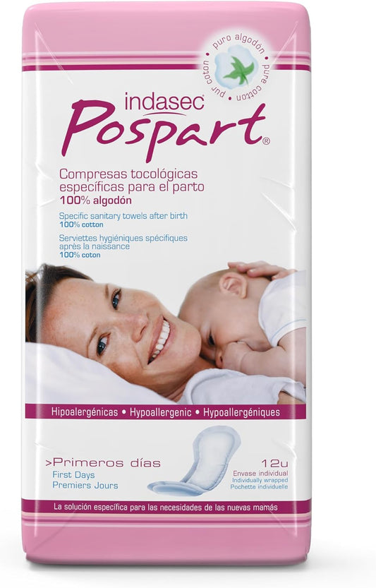 Pospart Compresas Tocológicas Algodón - 12 Unidades